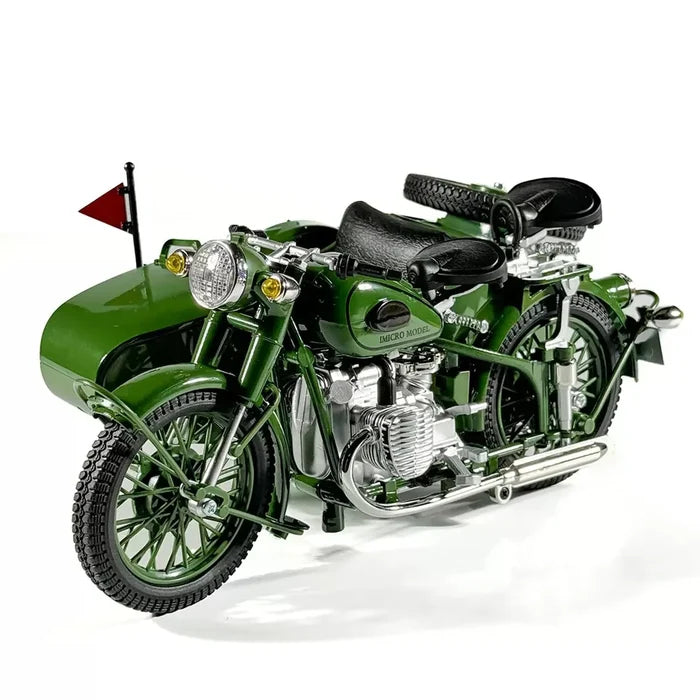1:10 Three-wheeled Motorcycle Model Simulation Alloy Sound and Light Sliding Toy Car Retro Ornament