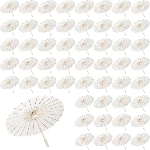 12/30/50/60PCS White Paper Umbrellas 23.6 Inch Paper Parasol Umbrellas DIY Umbrellas Wedding Props
