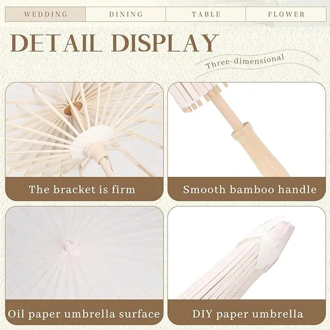 12/30/50/60PCS White Paper Umbrellas 23.6 Inch Paper Parasol Umbrellas DIY Umbrellas Wedding Props