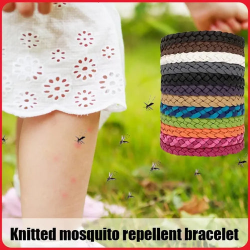 12pcs Anti Mosquito Repellent Bracelet Non-Toxic Wristband Woven PU
