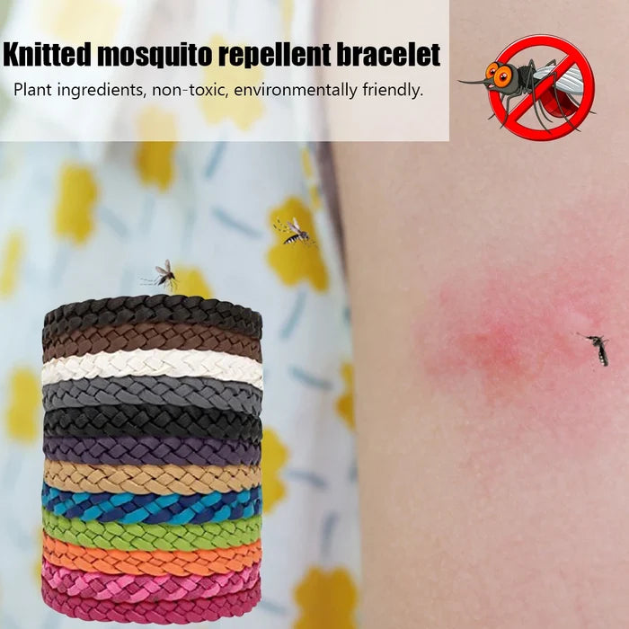 12pcs Anti Mosquito Repellent Bracelet Non-Toxic Wristband Woven PU