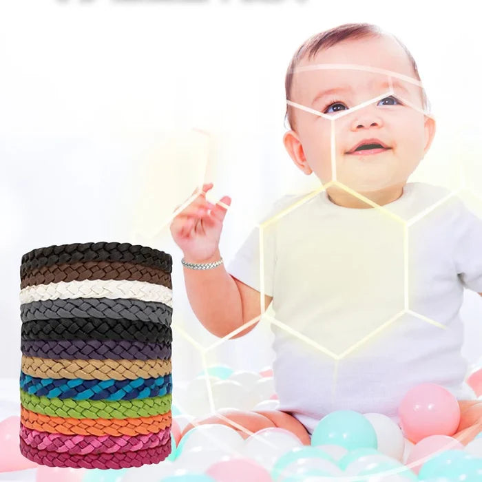 12pcs Anti Mosquito Repellent Bracelet Non-Toxic Wristband Woven PU