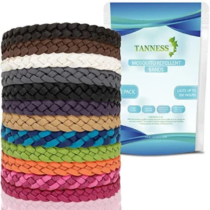 12pcs Anti Mosquito Repellent Bracelet Non-Toxic Wristband Woven PU