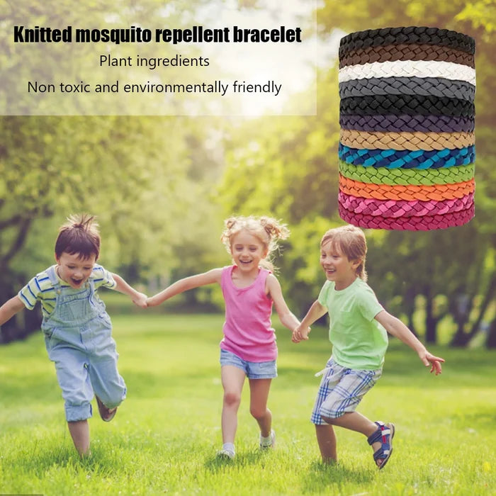 12pcs Anti Mosquito Repellent Bracelet Non-Toxic Wristband Woven PU