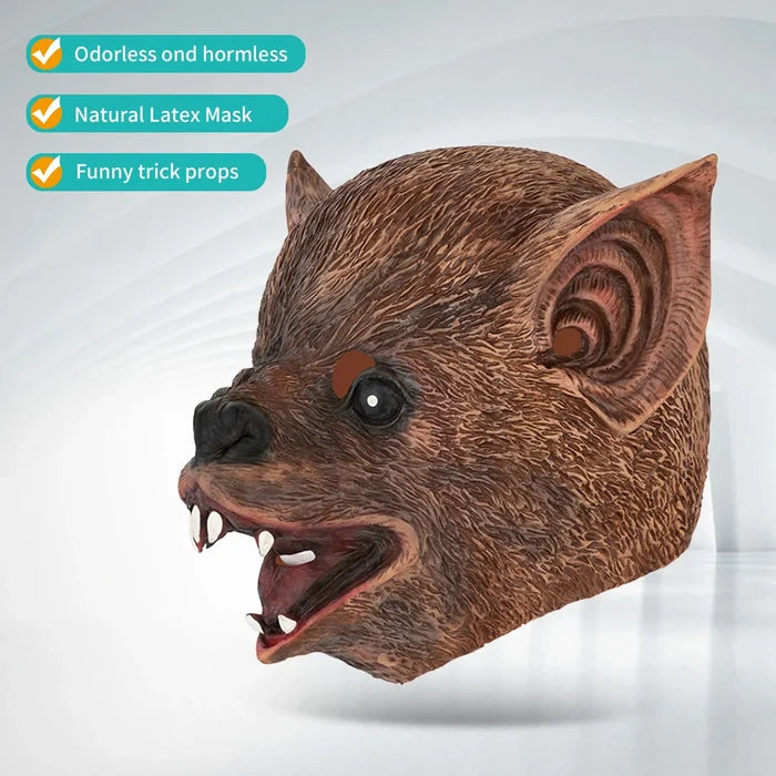 1PC super realistic bat mask, Halloween party costume mask, role-playing props, latex material