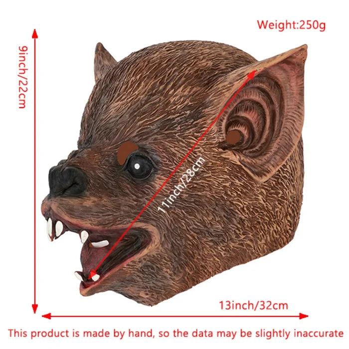 1PC super realistic bat mask, Halloween party costume mask, role-playing props, latex material