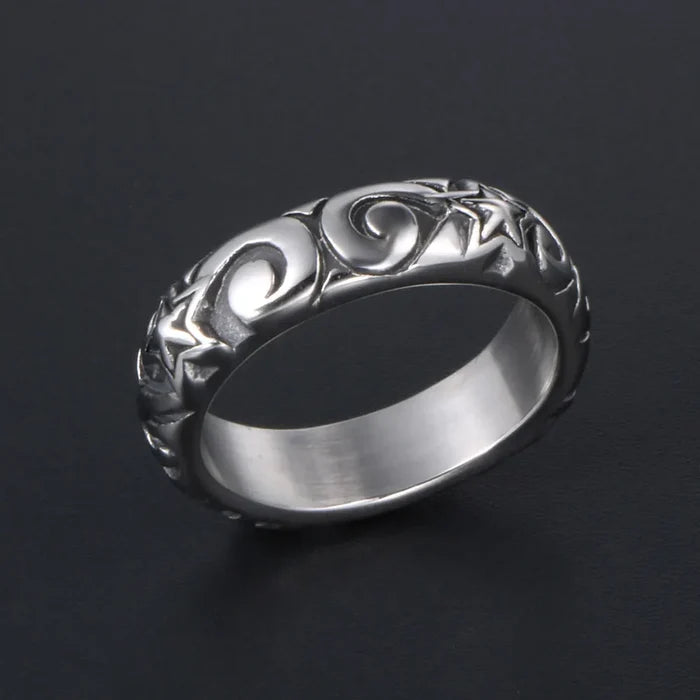 1Pcs Stainless Steel Non-Fading Personalized Men's Index Finger Ring Retro Trendy Five-Pointed Star Ring
