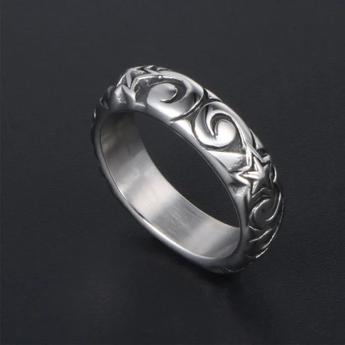 1Pcs Stainless Steel Non-Fading Personalized Men's Index Finger Ring Retro Trendy Five-Pointed Star Ring