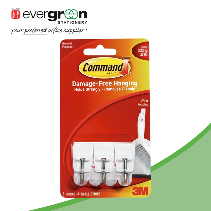 3M Command™ Small Wire Hooks 17067, White 3 Hooks