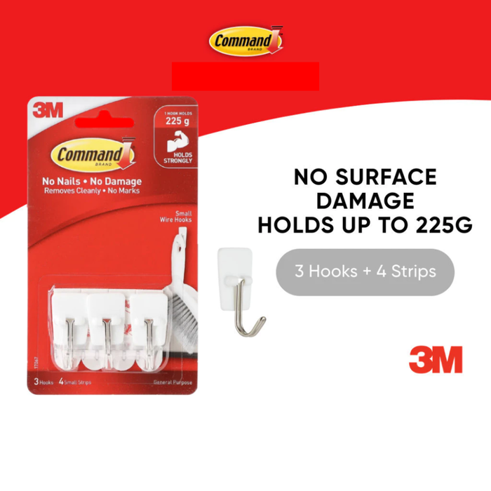 3M Command™ Small Wire Hooks 17067, White 3 Hooks