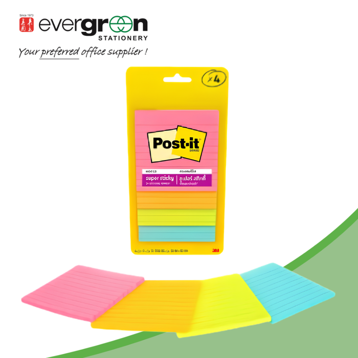 3M Post-It® Super Sticky Lined Notes 4x4