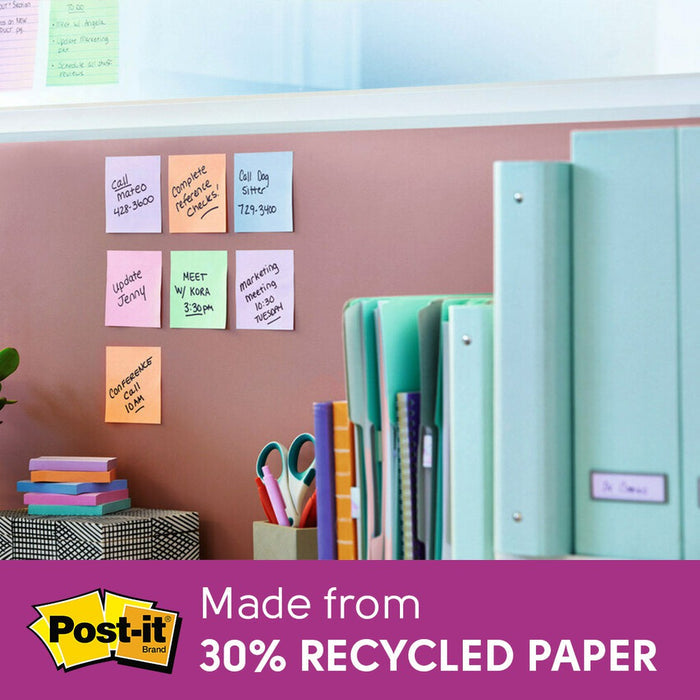 3M Super Sticky Recycled Notes Bali Collection | 3" x 3" | 654-5SSNRP