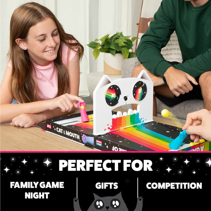 A girl playing Cat & Mouth; perfect for family game night, gifts and competition