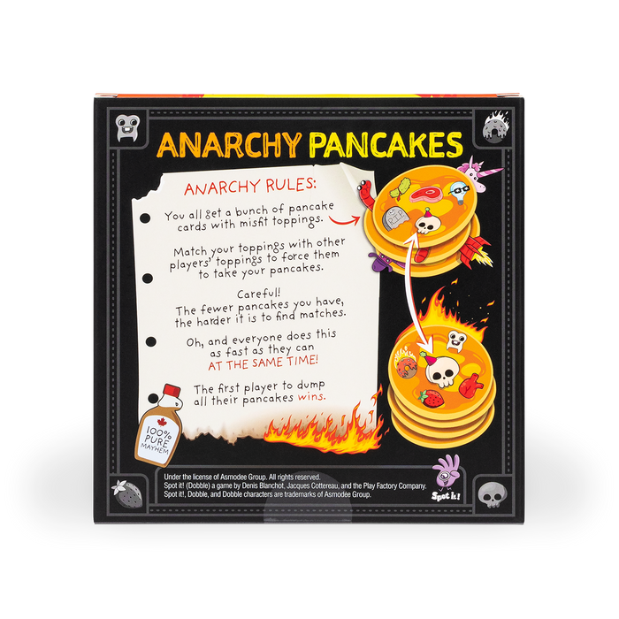 Anarchy Pancakes box back with the rules and gameplay overview