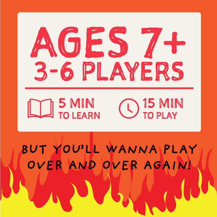 Specs: ages 7+, 3 to 6 players, 5 minutes to learn, 15 to play