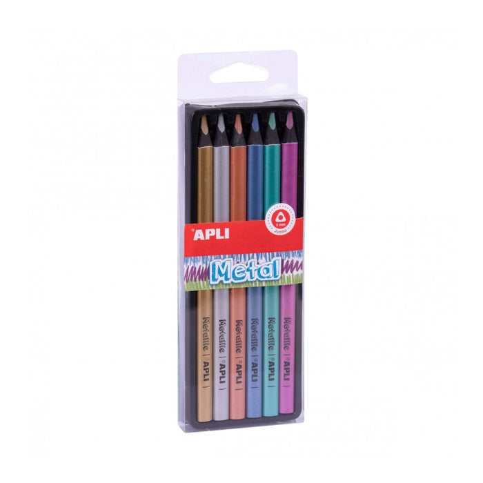 Apli #18061 Jumbo Tri Metallic Pencil Asst 6s