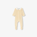 Baby boy velvet pyjamas with a poplin collar