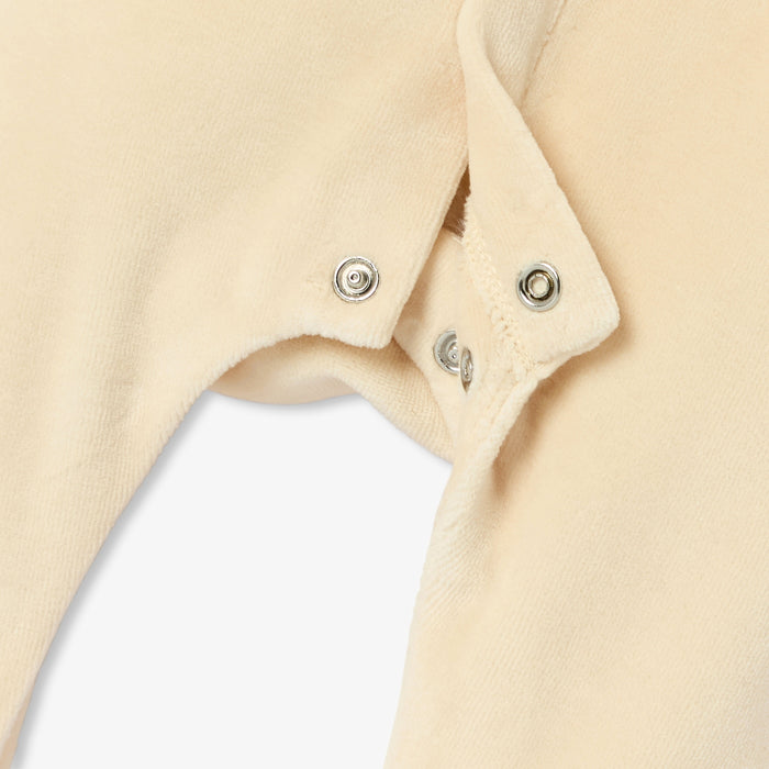 Baby boy velvet pyjamas with a poplin collar