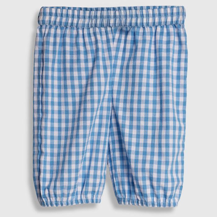Baby Girl Co ord Set Textured Top with Gingham Pants Light Blue Infant Clothing Set