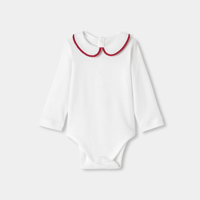Baby girl long-sleeved interlock cotton bodysuit