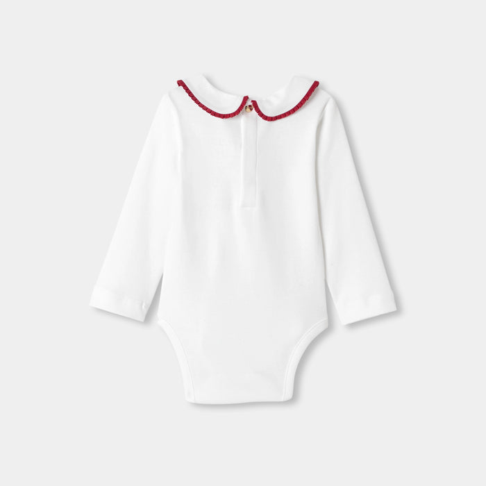 Baby girl long-sleeved interlock cotton bodysuit