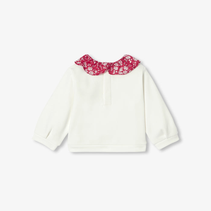 Baby girl sweatshirt with Liberty fabric collar