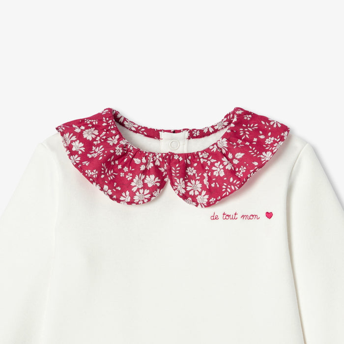 Baby girl sweatshirt with Liberty fabric collar