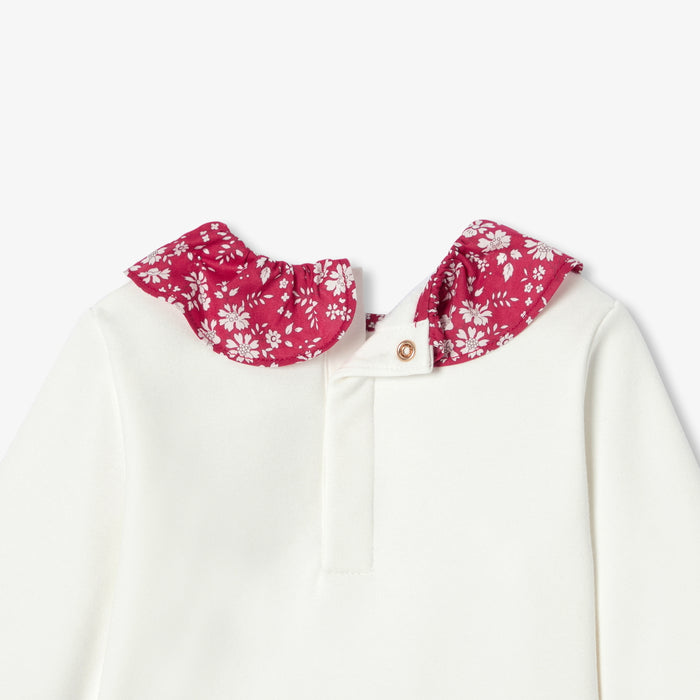 Baby girl sweatshirt with Liberty fabric collar