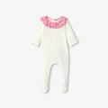 Baby girl velvet pyjamas with Liberty fabric ruffle collar