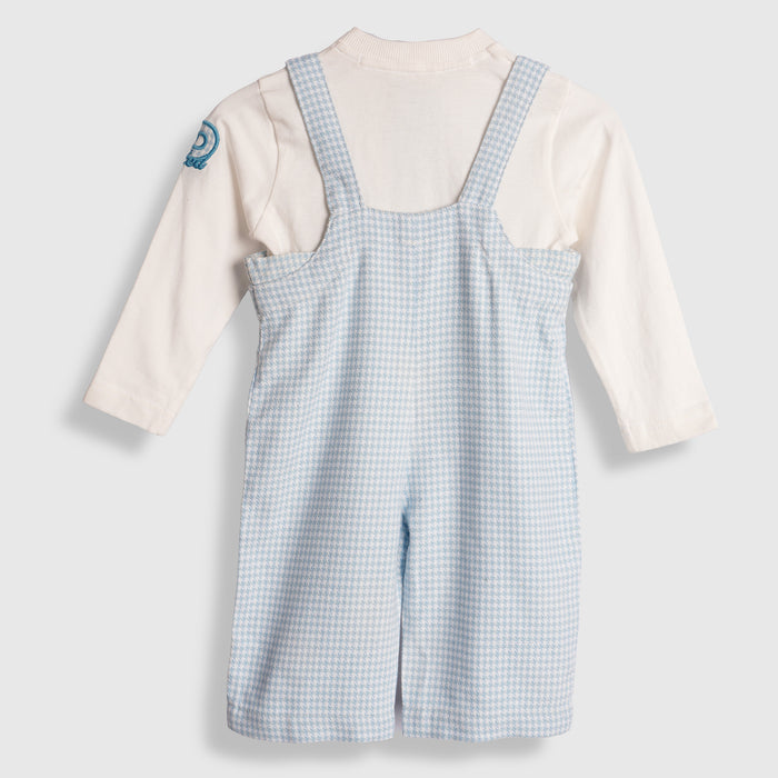 Baby Infant Dungaree in White Pink with Soft Comfort Fabric, Adjustable Straps & Pockets