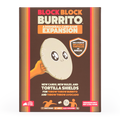 Block Block Burrito expansion box front, brown box with tortilla characters
