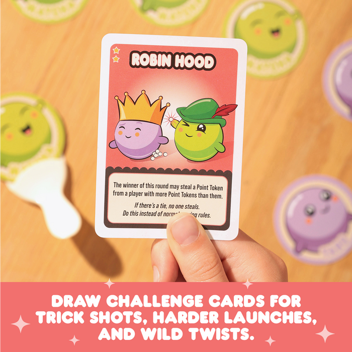 Boba Blast challenge card prompting trick shots, harder launches, and wild twists