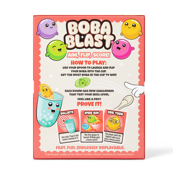 Boba Blast game box back with how-to-play