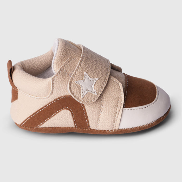 Boys Little Trail Baby Beige Booties with Easy Velcro Strap Fit