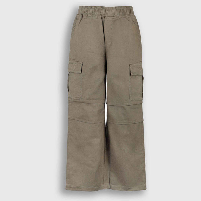 Boys Olive Cargo Trousers with Elasticated Waist