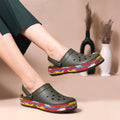 Boys Olive Clogs with Multicolour Sole Accent