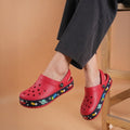 Boys Red Clogs with Space-Print Sole