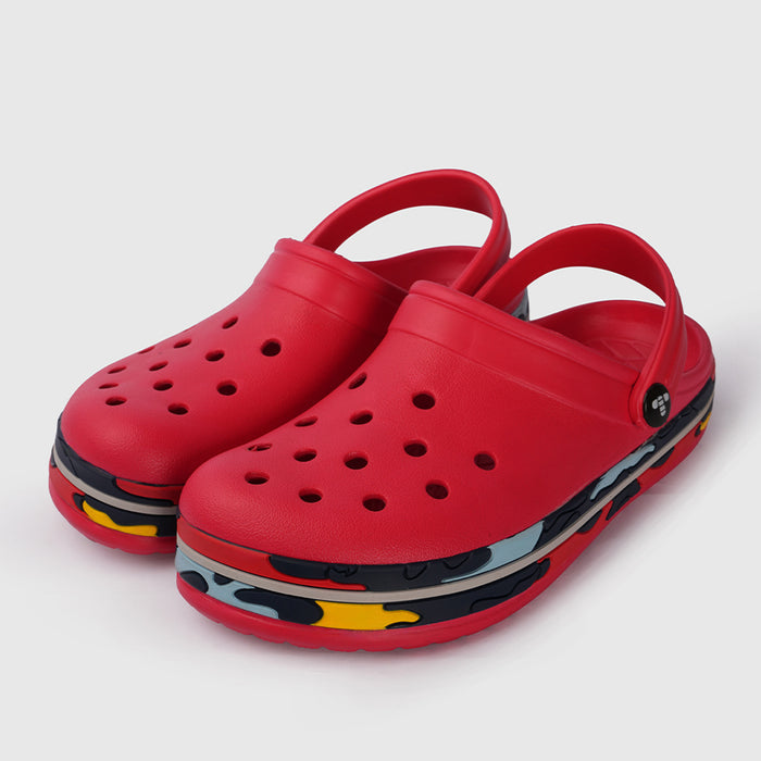 Boys Red Clogs with Sporty Contrast Sole
