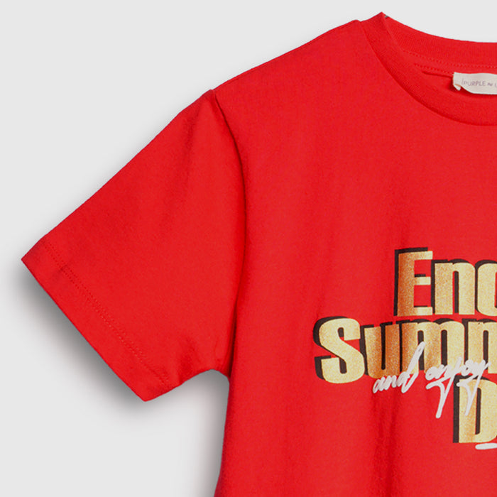 Boys Red Graphic T-Shirt for Comfortable Summer Casual Wear