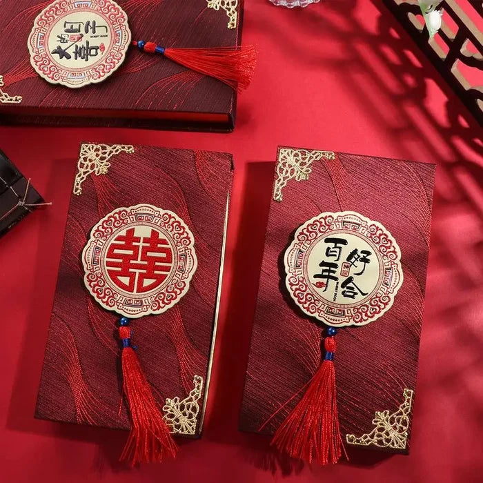 Chinese Wedding Gifted Box High-end Best Wishes Money Pocket Simple Traditional Blessing Red Envelop