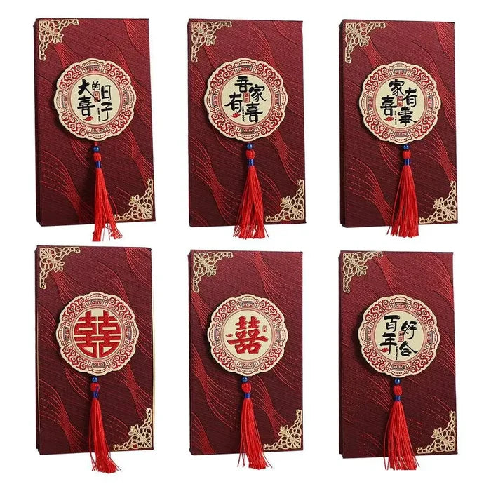 Chinese Wedding Gifted Box High-end Best Wishes Money Pocket Simple Traditional Blessing Red Envelop