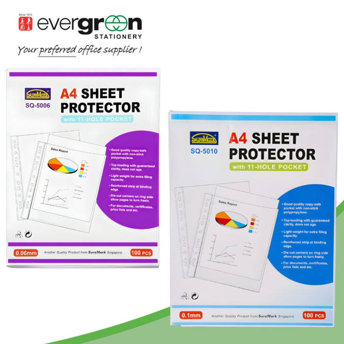 Copy Safe Pocket Sleeve/ sheet protector A4 Suremark 0.06mm/0.1mm