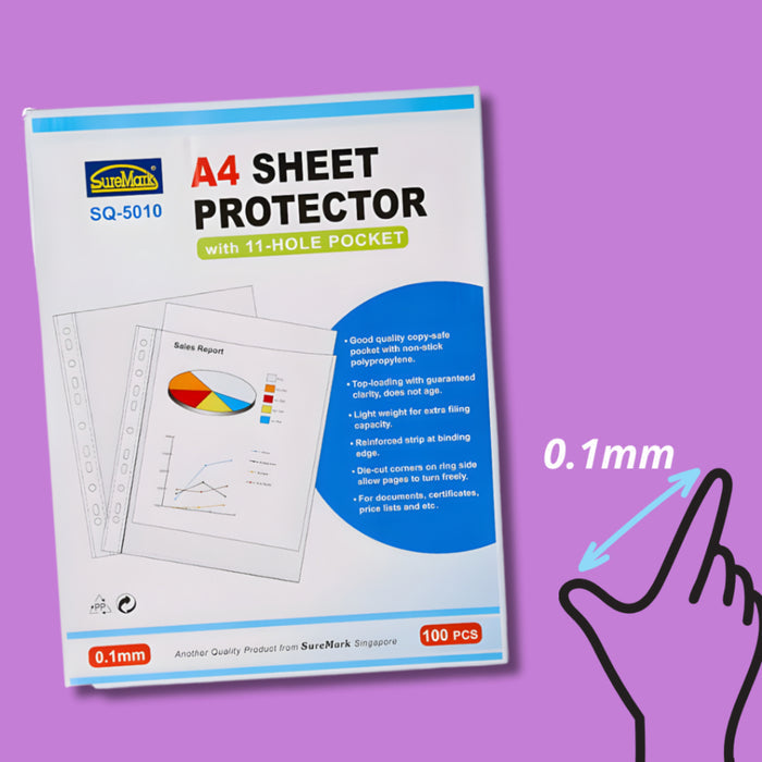 Copy Safe Pocket Sleeve/ sheet protector A4 Suremark 0.06mm/0.1mm