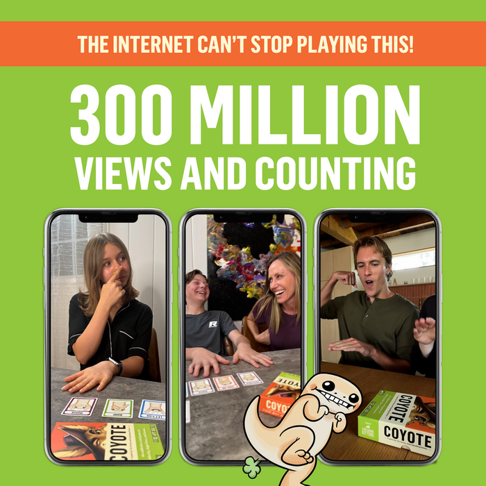 Promo graphic: Coyote has 300 million views, with phone clips of players
