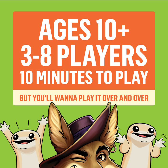 Coyote specs: ages 10+, 3 to 8 players, 10 minutes to play