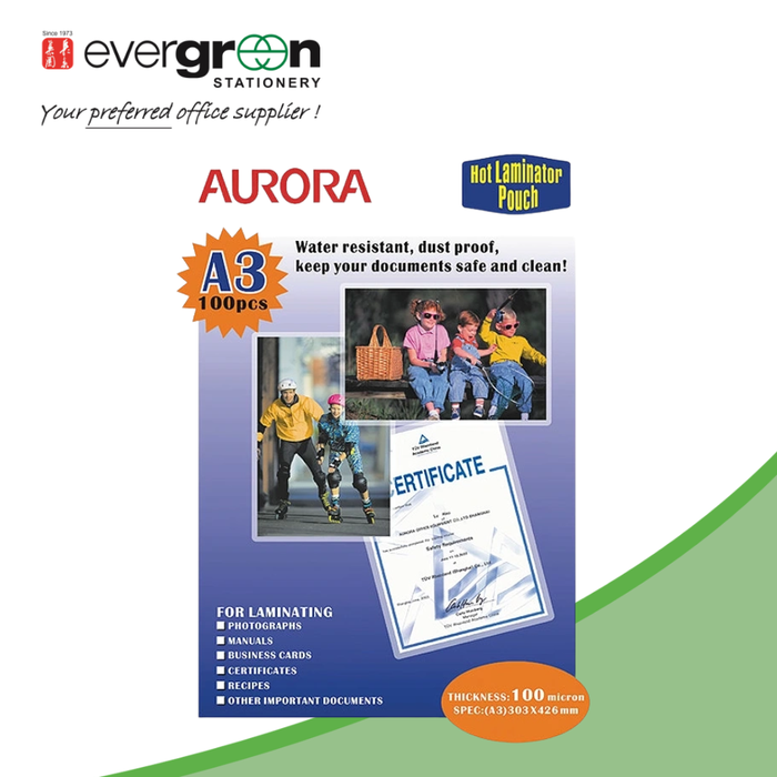 DDD Aurora Laminating Pouch A3 100 Microns (Box of 100)