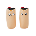 Two foam burrito plush toys with cartoon faces