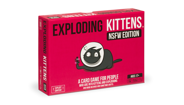 Exploding Kittens NSFW Edition box shown at an angle