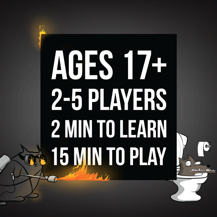 Specs: ages 17+, 2 to 5 players, 2 minutes to learn, 15 to play