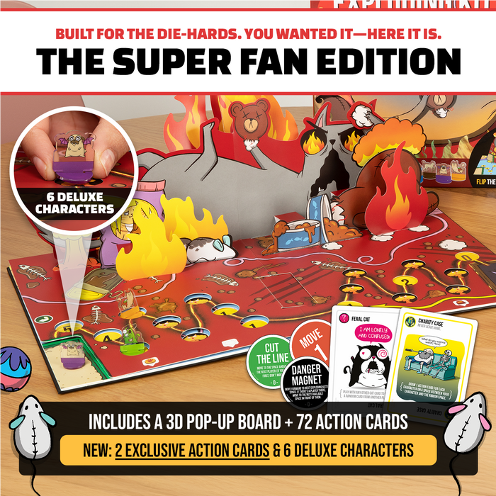 Super Fan Edition contents: a 3D pop-up board with 72 cards and deluxe characters